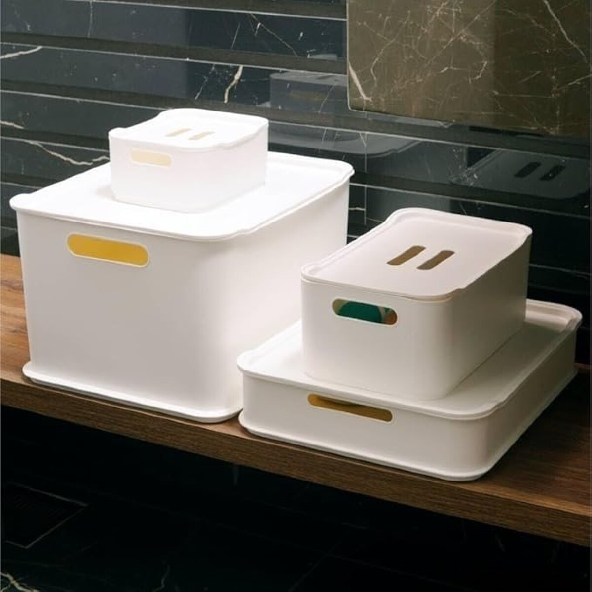 CANASTO C/TAPA PLASTICO RECT 30.5x19x12CM NATURAL 