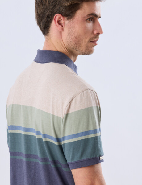 REMERA POLO RAYADA JERSEY Beige