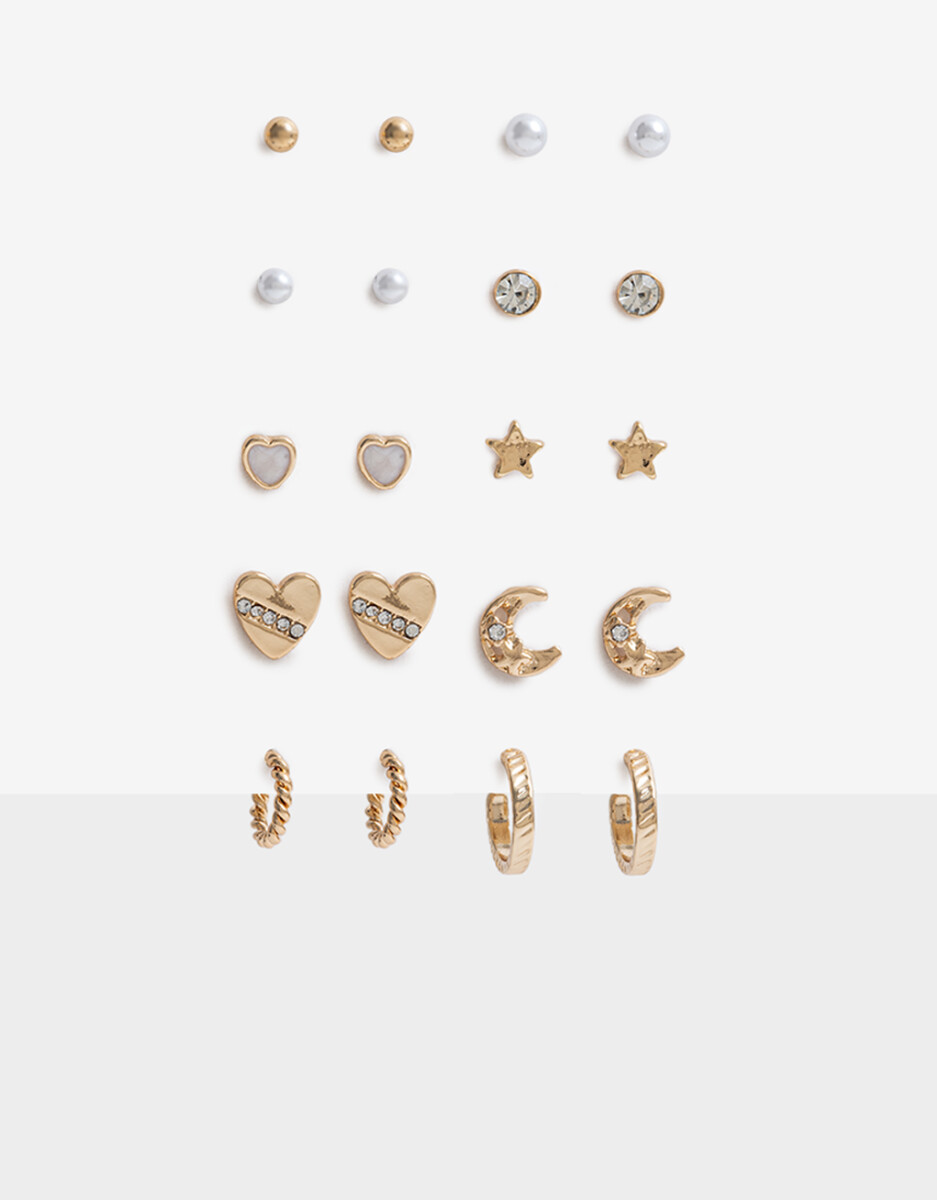 Set 10 Pares De Aros Metal 