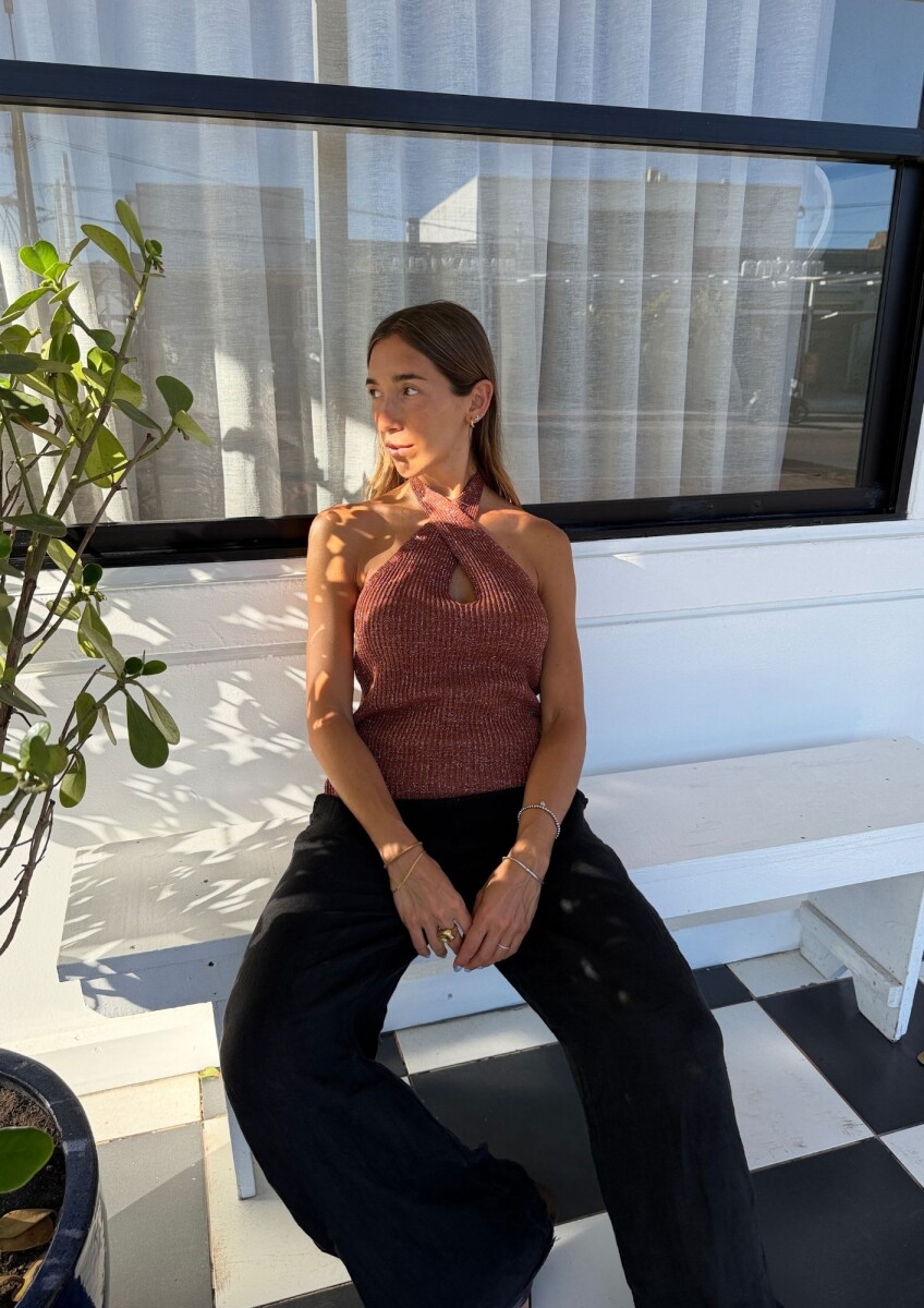 Top tejido doble - Marron 