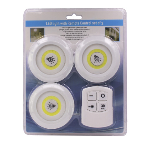 Set De 3 Luces Led Con Control Remoto Adhesiva 001