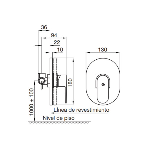 Monocomando Empotrar Para Ducha Fresia CROMO