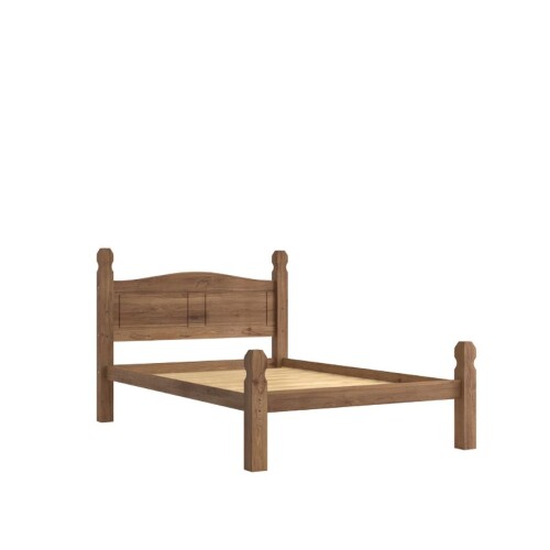 Cama 2 Plazas Madera Maciza Linea Mexicana Oscuro