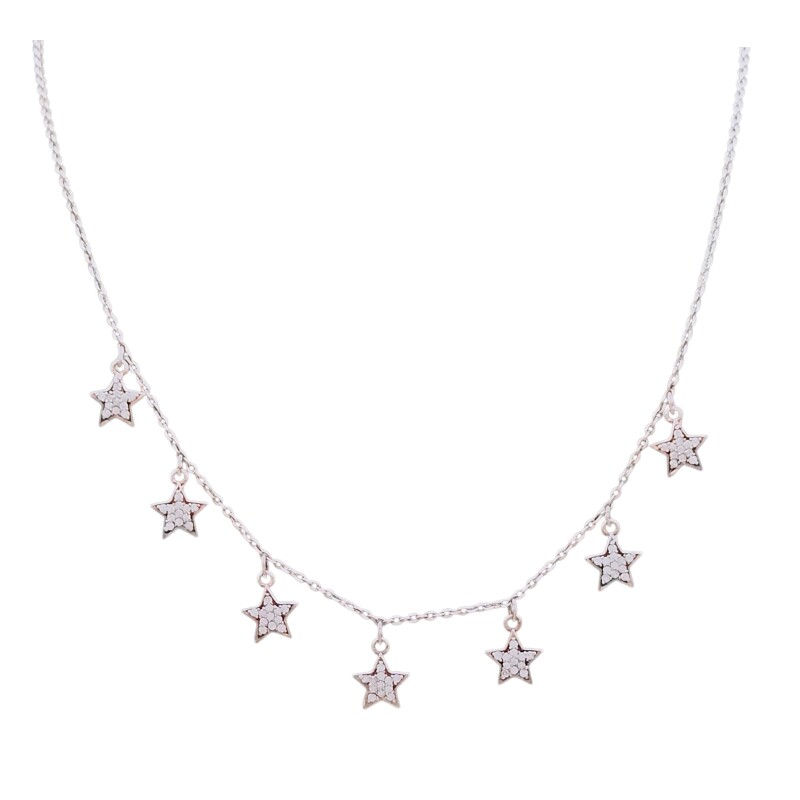 Conjunto Nakki estrellas-Plata rodinada 925 -Topacio blanco-CJ2038 conpiedra