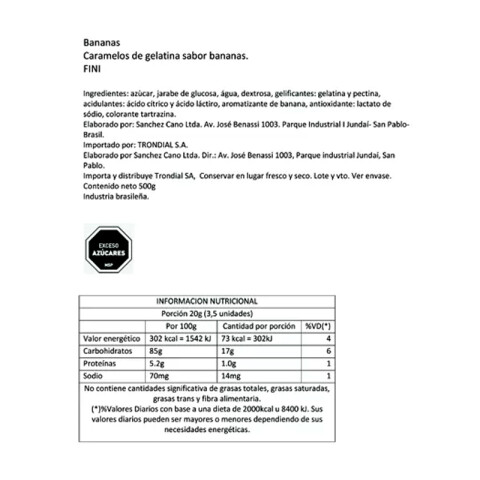 Gomitas Bananas 500g Gomitas Bananas 500g