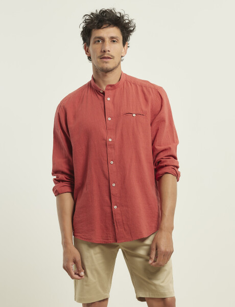 011954 CAMISA HARRINGTON LABEL LINO Rojo