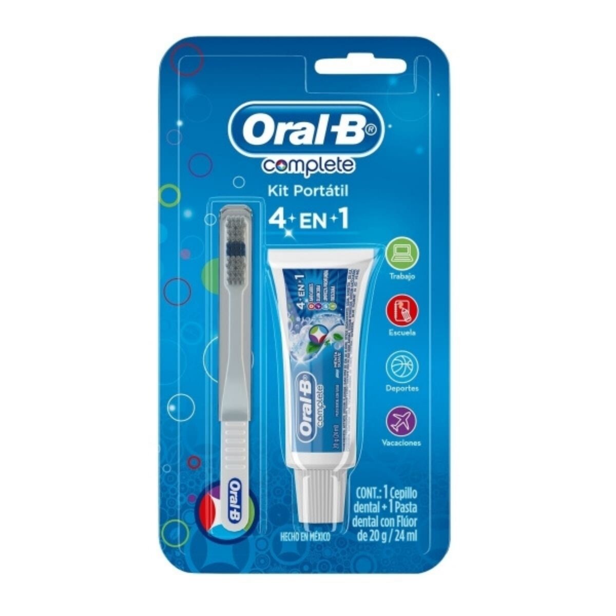 Pasta Dental Oral-B Complete con Flour 29 GR + Cepillo Dental Portátil 