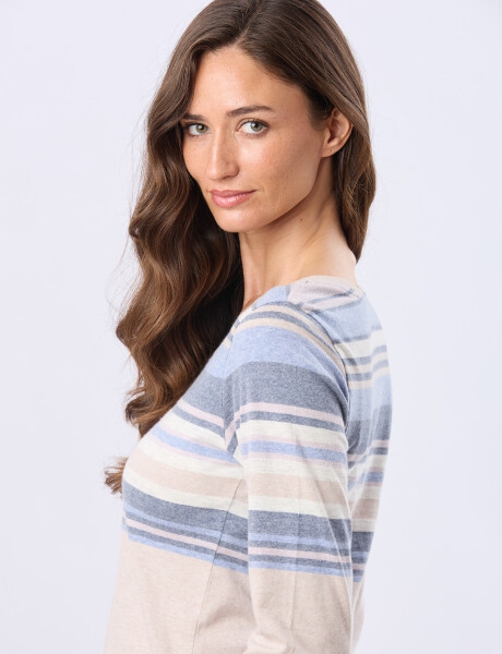 REMERA RAYADA DE ALGODÓN Beige