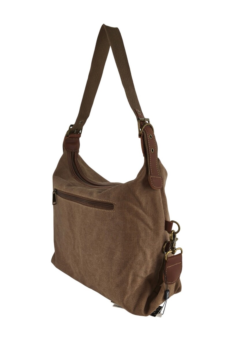 Cartera lona con hebillas Marrón