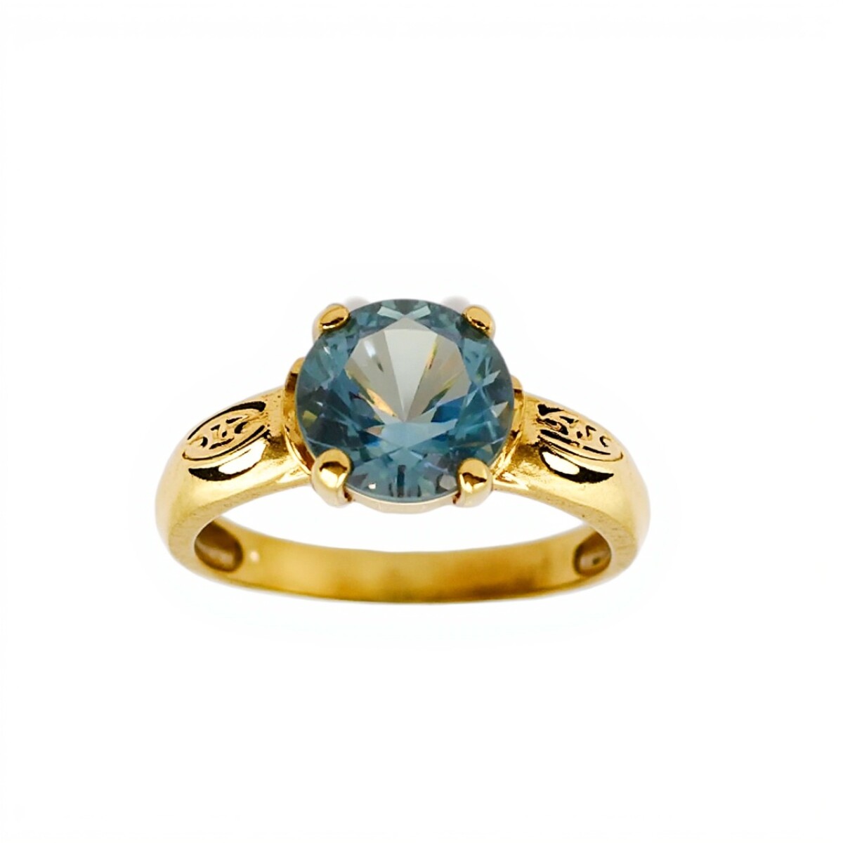 Anillo Solitario-Oro Bajo-Piedra Agua marina-AN8160 - conpiedra 