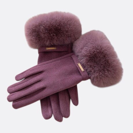 Guantes Boreal Con Detalle De Piel Y Pulsera Rosa Viejo