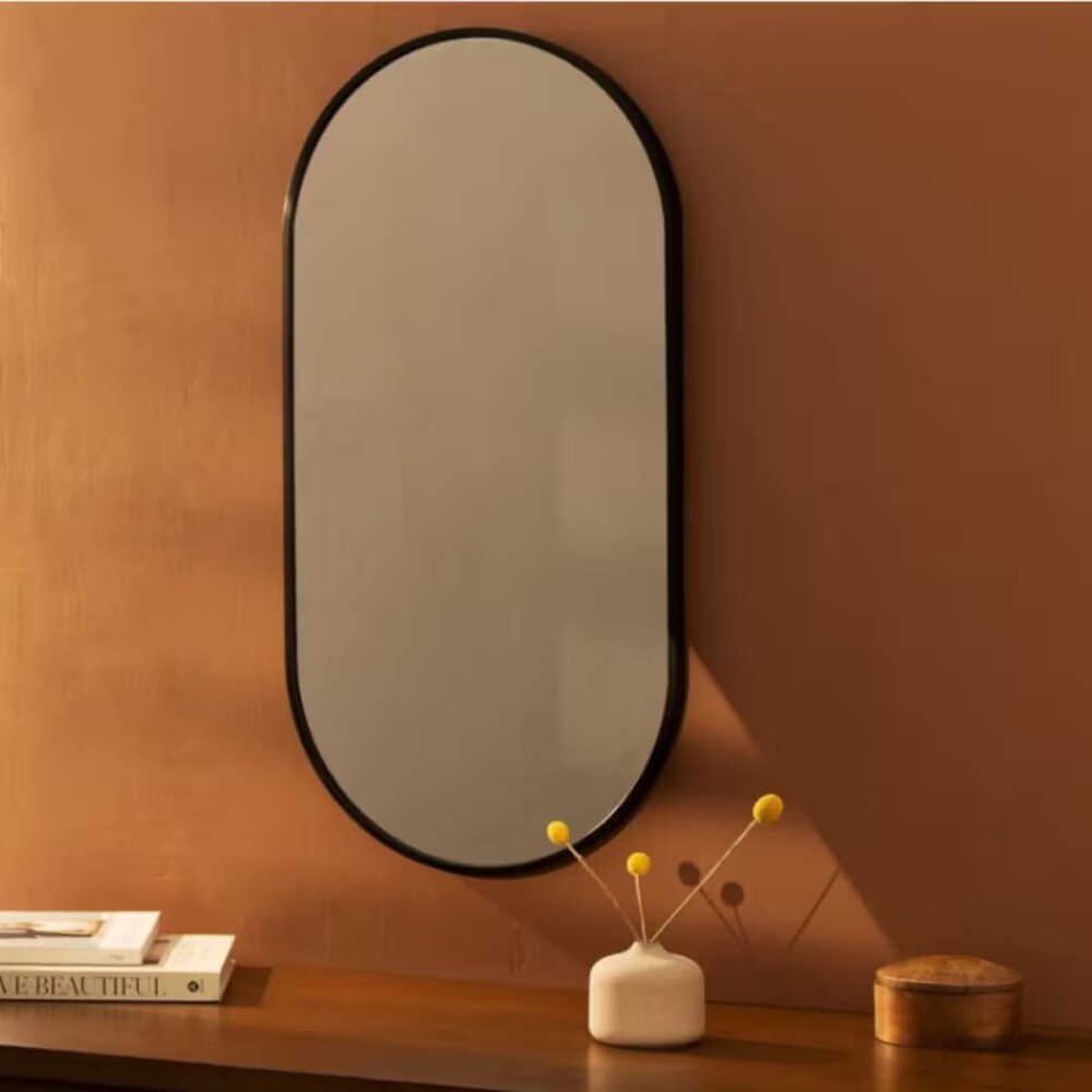 Espejo Oval UNNA negro 60X40cm COZIMAX Espejo Oval Unna Negro 60x40cm Cozimax