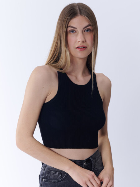 Top punto rib Negro
