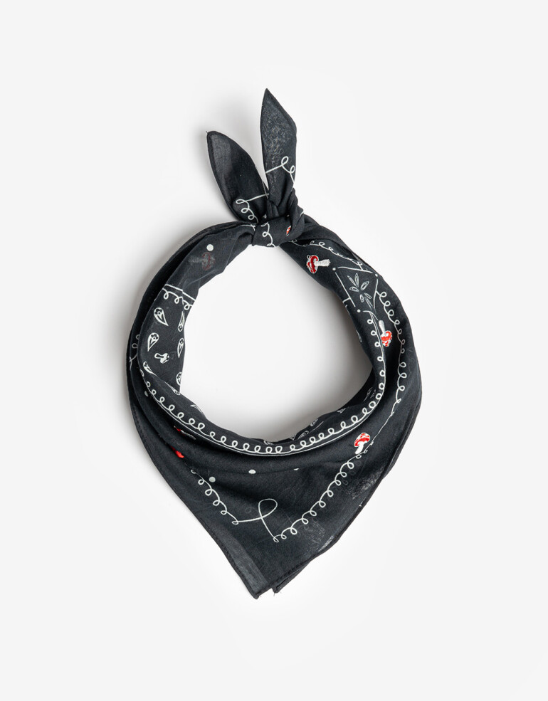 Pañuelos Raso Estampados Varios Pañuelo De Algodón Estampado - Negro