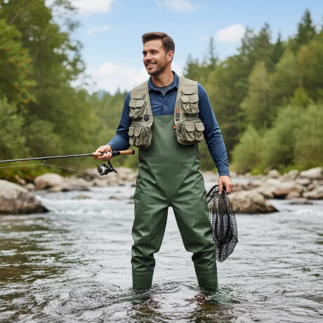 Wader Pantalon Para Pesca Completo Pvc Super Resistente Verde