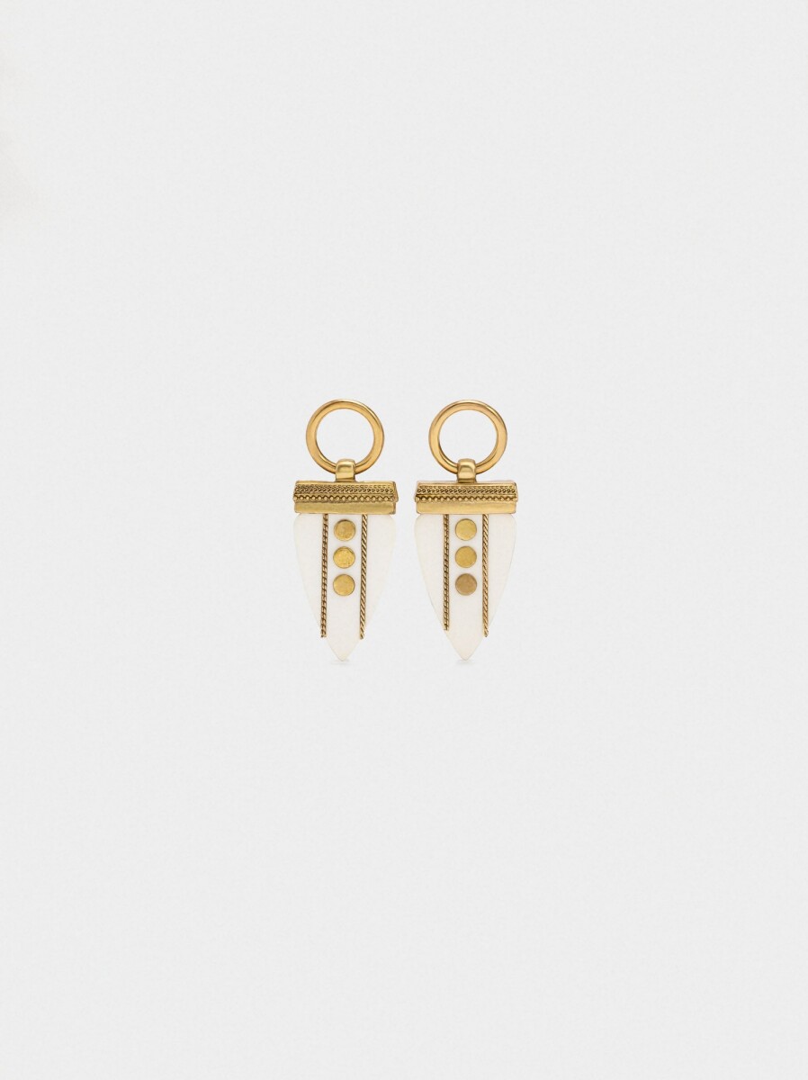 Pendientes Largos Con Tachuelas - beige 