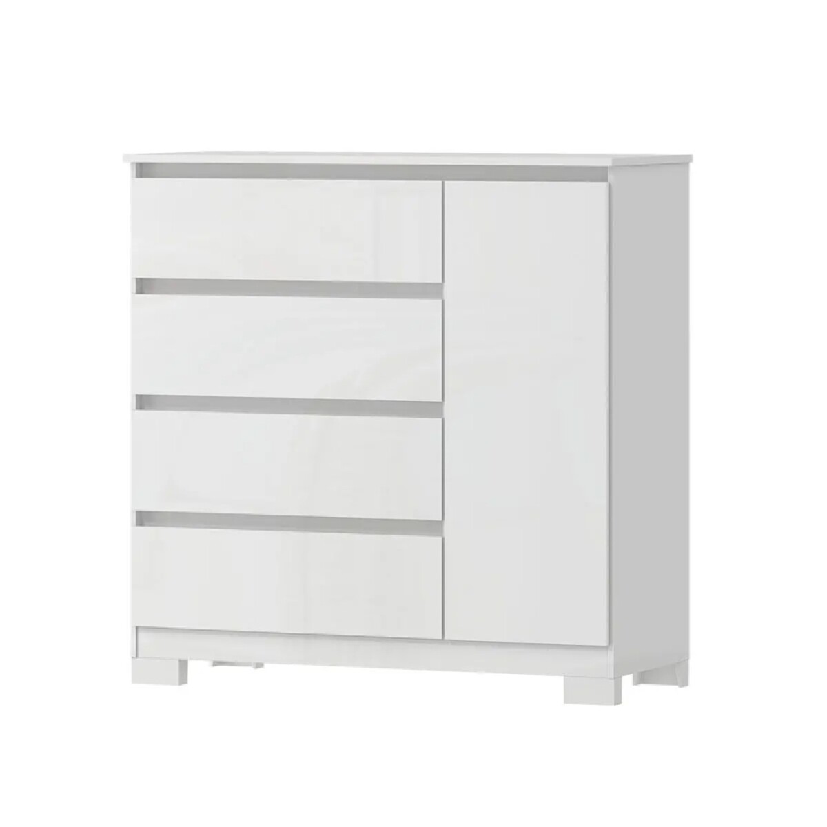 Comoda Cajonera Vega para Dormitorio 4 Cajones con Rieles Telescópicos y 1 Puerta - Blanco 