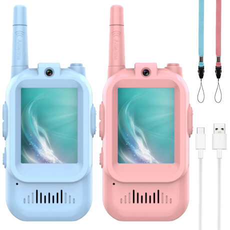 Walkie Talkies X2 Infantil Camara Pantalla Recargable Multicolor