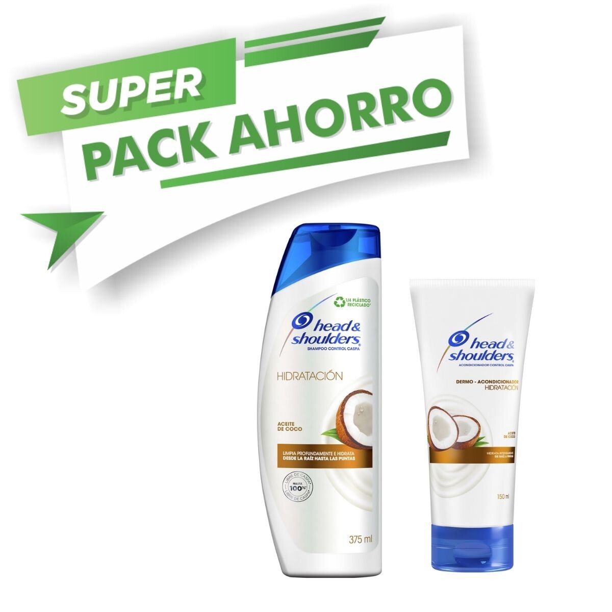 Shampoo Head & Shoulders Anticaspa Coco - Pack Ahorro 375 ML + AC 170 ML 