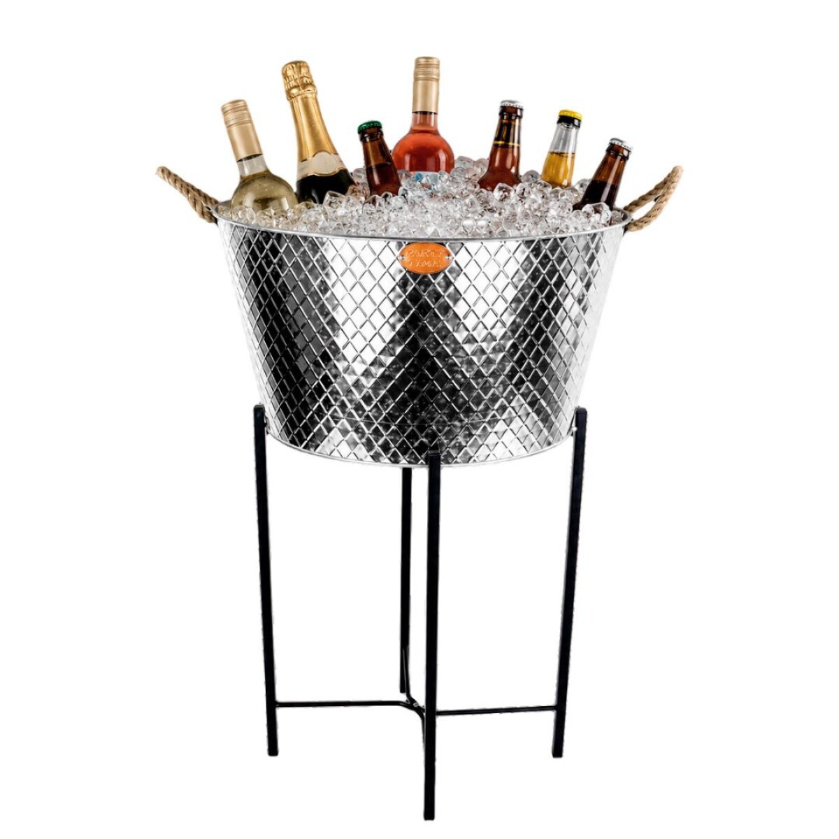 Balde para botellas galvanizado con base alta Rombos Party Time 51x38.5x27cm 