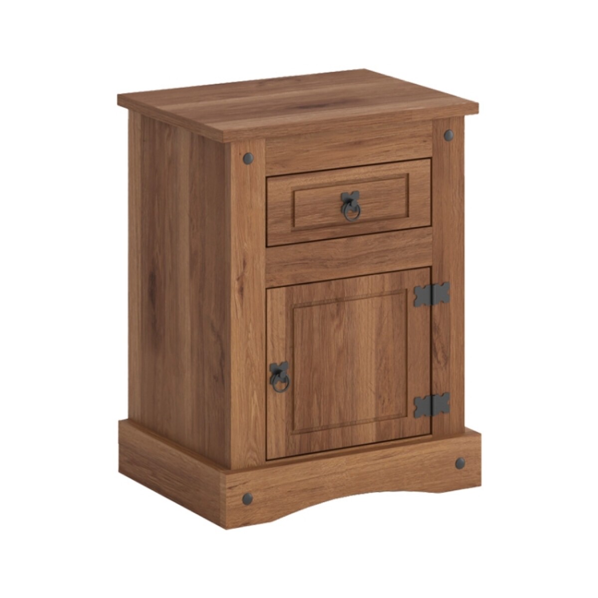Mesa De Luz Rustica 1 Puerta 1 Cajon Nogal 