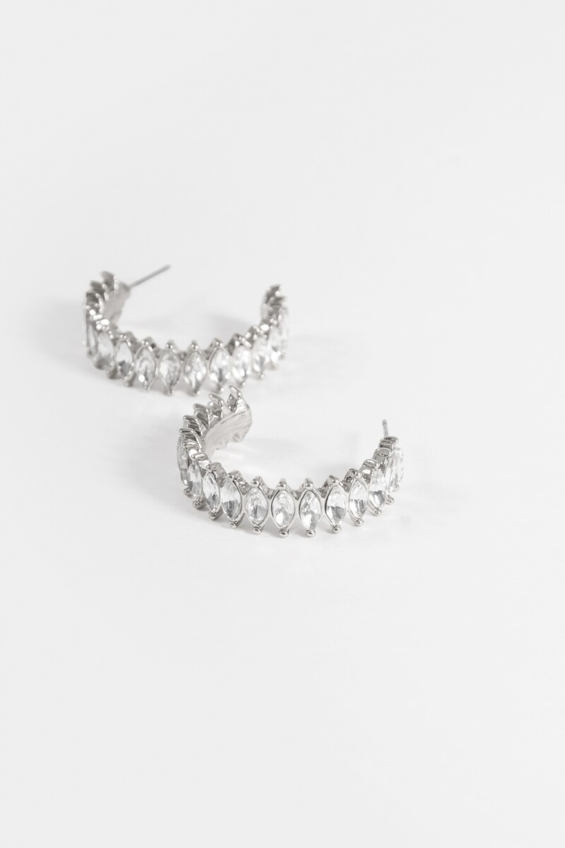 Aros strass plateado