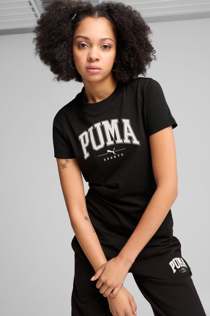 REMERA MUJER PUMA SQUAD GRAPHIC TEE Negro