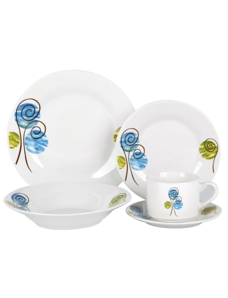 JUEGO DE VAJILLA PORCELANA 20 PZAS CIRCULOS JUEGO DE VAJILLA PORCELANA 20 PZAS CIRCULOS