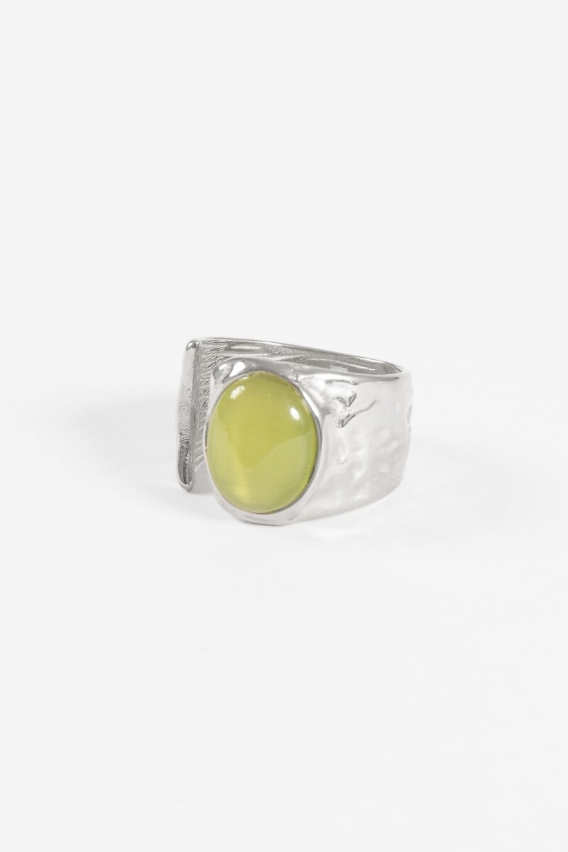 Anillo acero irregular piedra plateado