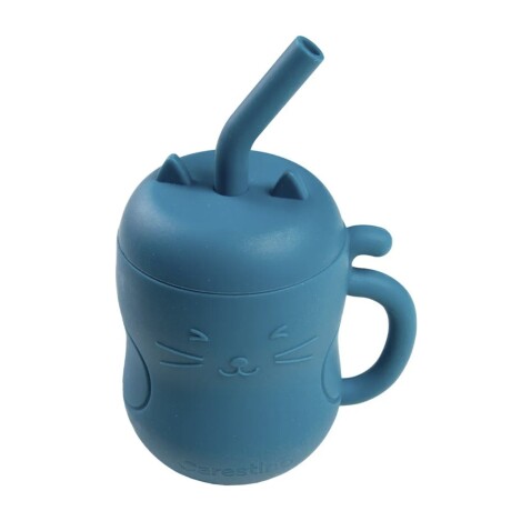 Set De Alimentación De Silicona Carestino Gatito Azul Petroleo