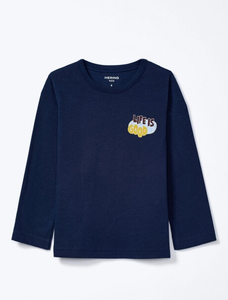 CAMISETA INFANTIL CON ESTAMPA AZUL