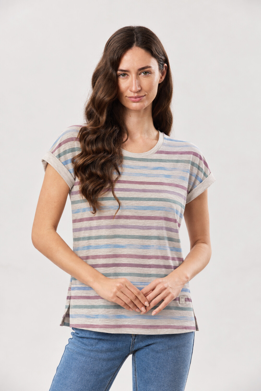 REMERA RAYADA DE ALGODÓN Verde