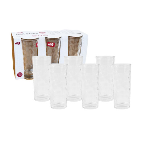 Set de 6 vasos de vidrio labrados 215ml Set de 6 vasos de vidrio labrados 215ml