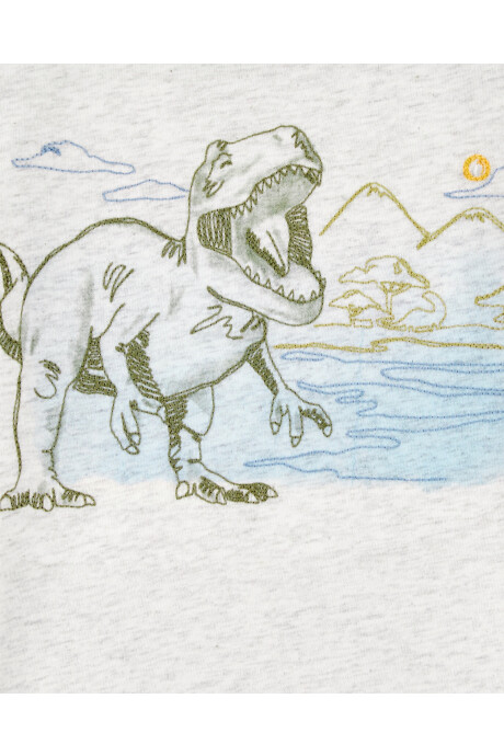 Remera de algodón, manga corta, estampa dino Sin color