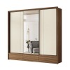 Ropero Democrata 3 Puertas Corredizas y Espejo Marrón y Arena