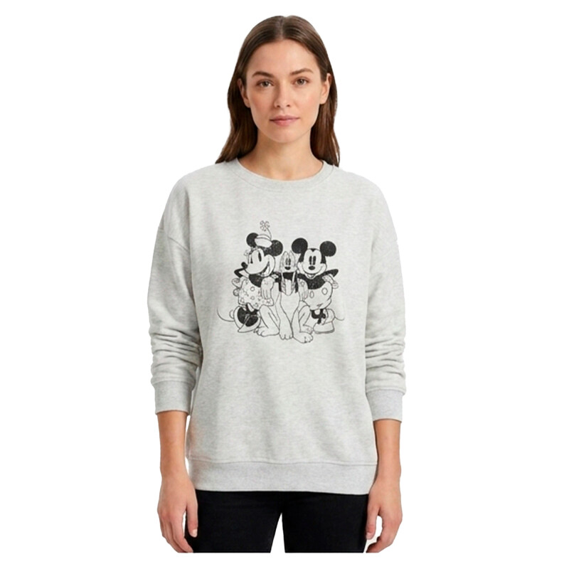 Buzo Disney Oversized Mickey Dama de Mujer - MIIAFW24102 Gris-melange