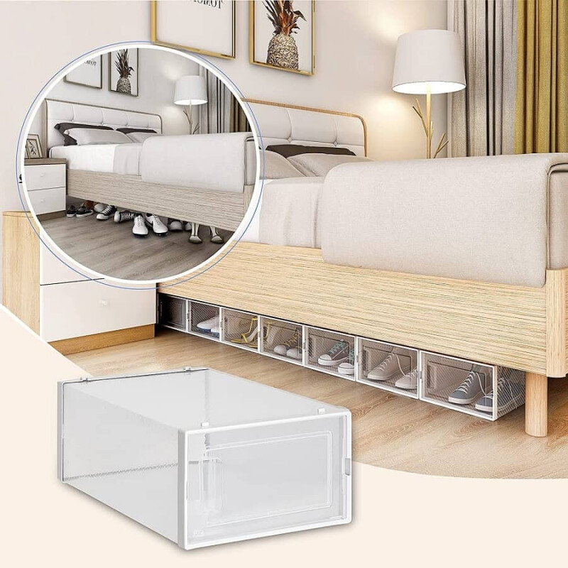 Caja zapatera apilable para ordenar zapatos blanco