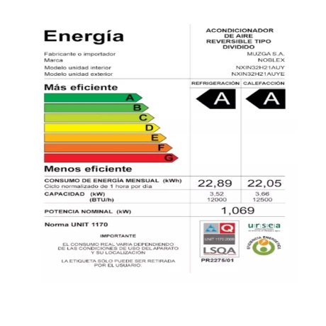 Aire Acondicionado Noblex Split Inverter 12000 BTU 001
