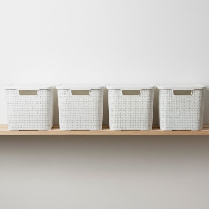 Set x4 caja ratán 20 lts BLANCO
