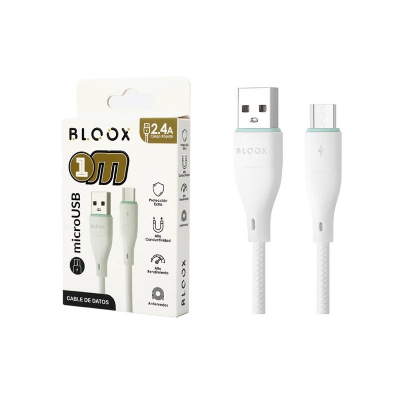 Cable Micro Usb 2.4a Acordonado 1 Metro Bloox Cable Micro Usb 2.4a Acordonado 1 Metro Bloox