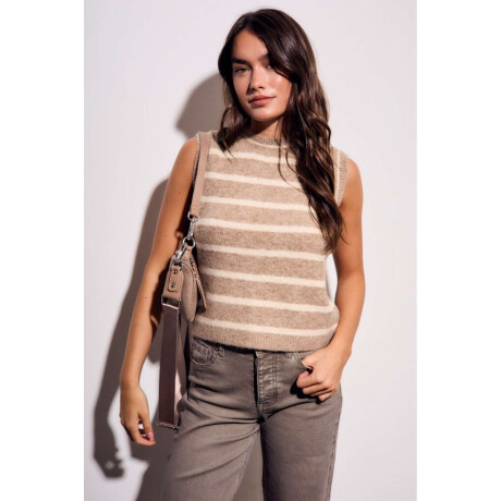 Chaleco Rayado Beige Melange