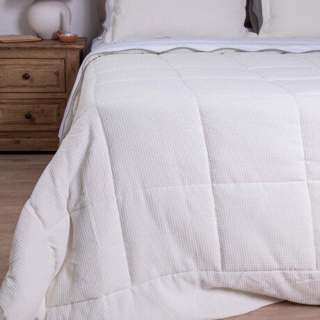 SET DE ACOLCHADO 2 PLAZAS POLIESTER NATURAL-BEIGE MINI WAFFLE CRUDO