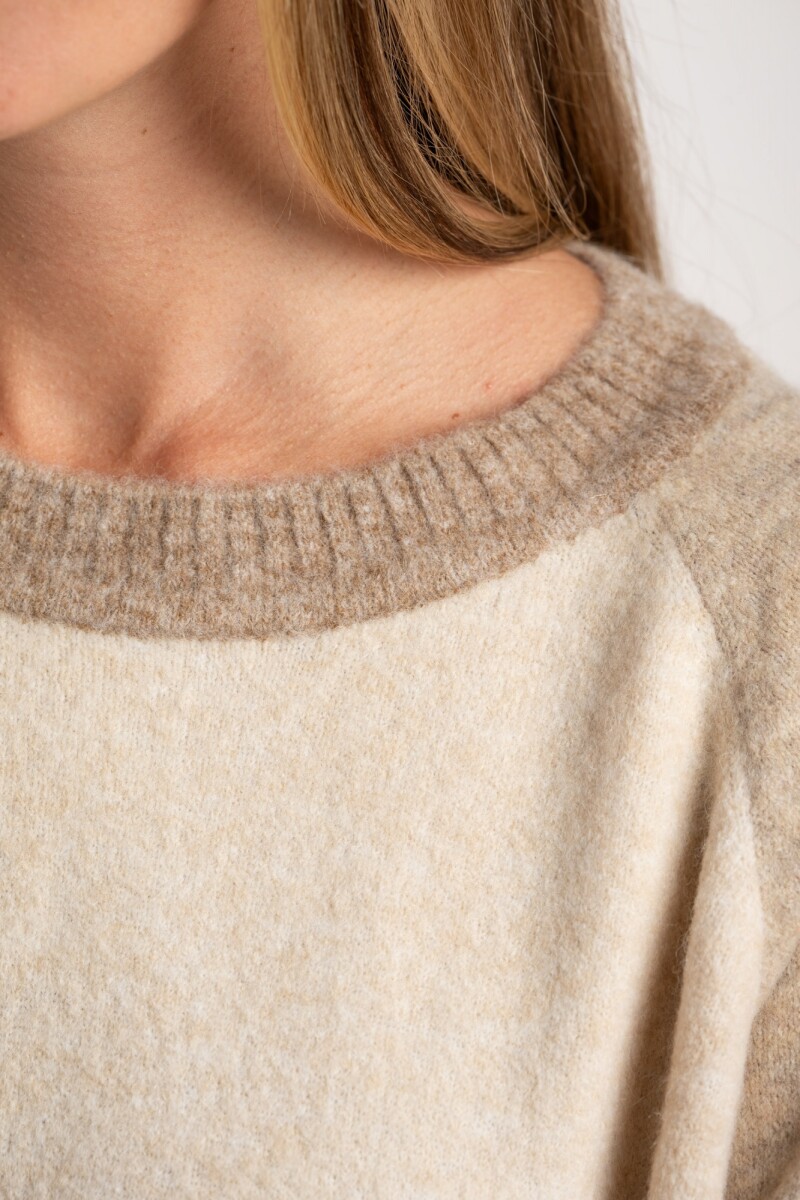Sweater Color Block Beige Melange