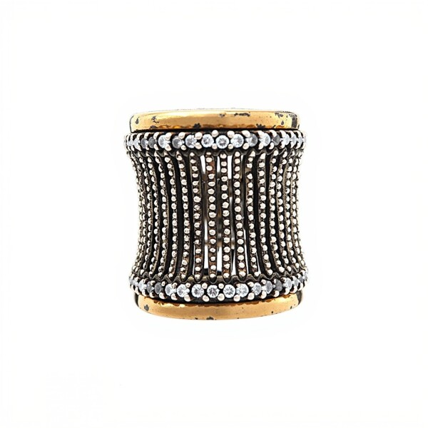 Anillo Calado-Plata y Oro-Piedra Zirconia-AN5401 conpiedra