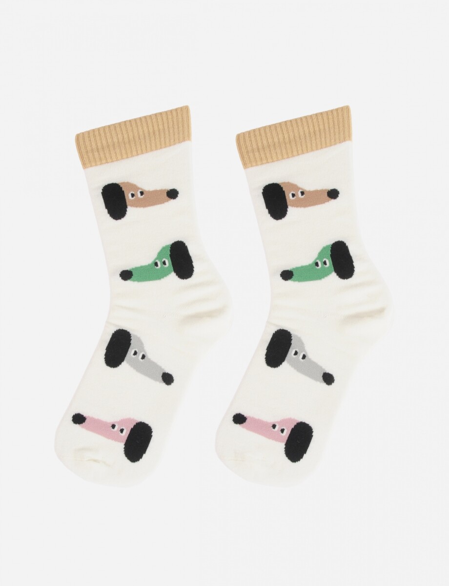 Medias flor - beige 