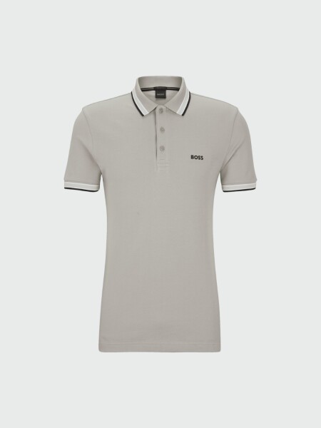 BOSS -Remera polo de algodón, regular fit, PAUL CURVED Gris