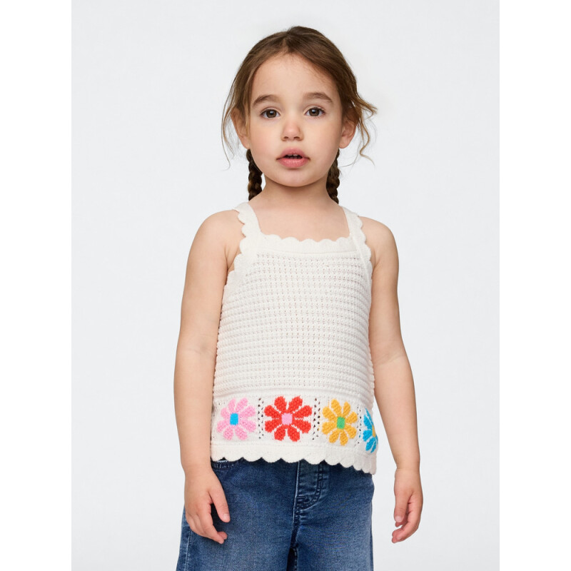 SL CROCHET FLORAL TANK IVORY FROST