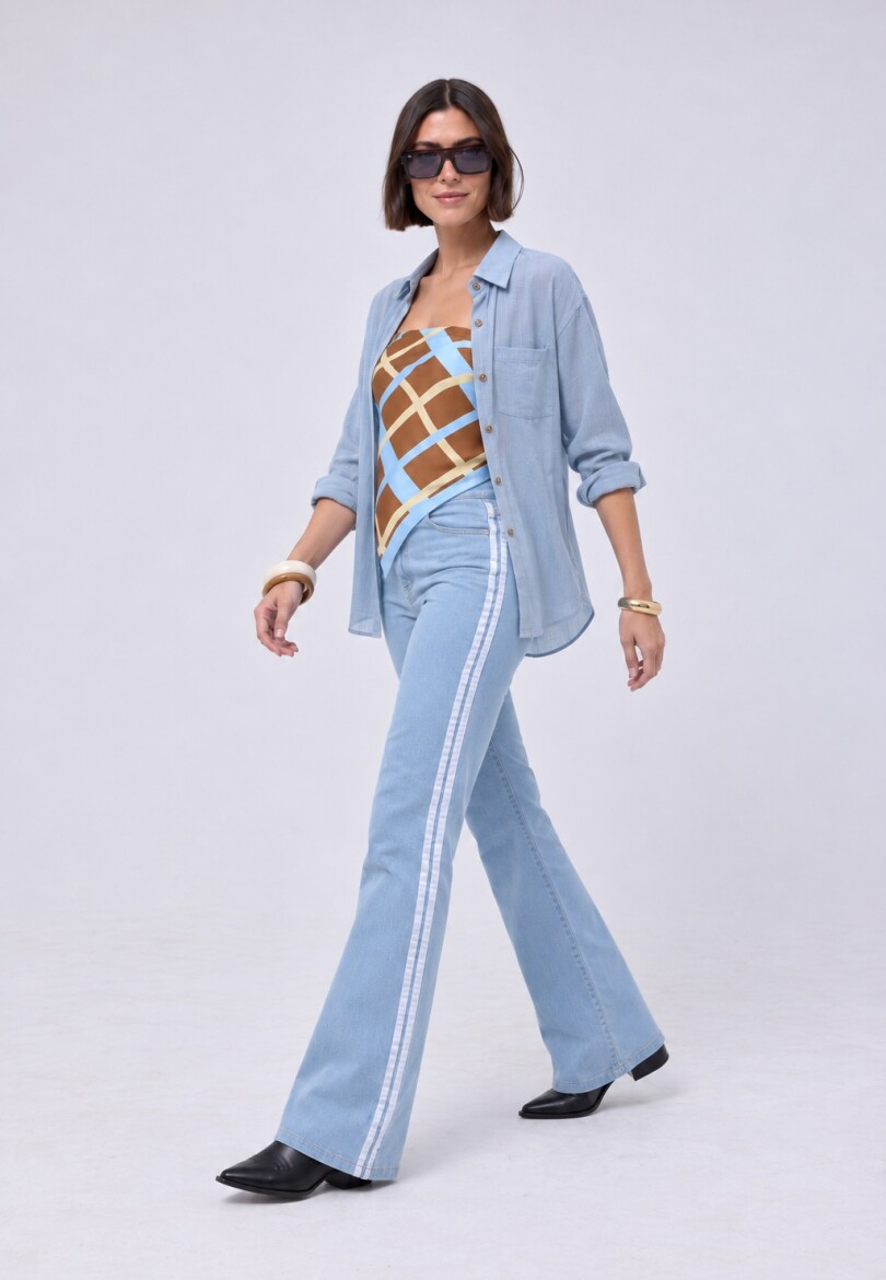 Camisa lino Celeste