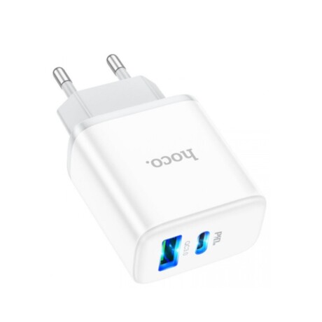 Cargador de Pared HOCO C105A 1 USB-C 1 USB 3.0 20W Blanco Cargador de Pared HOCO C105A 1 USB-C 1 USB 3.0 20W Blanco