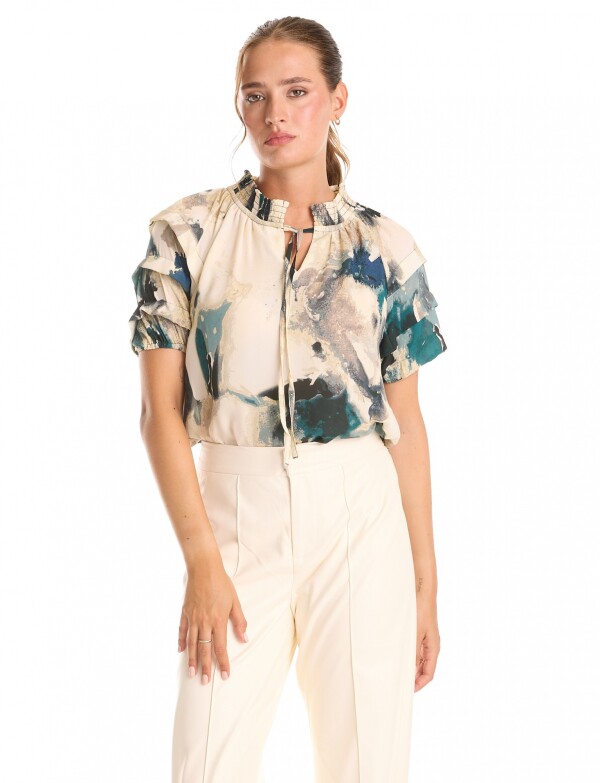 Blusa Gasa Print MULTI/VERDE